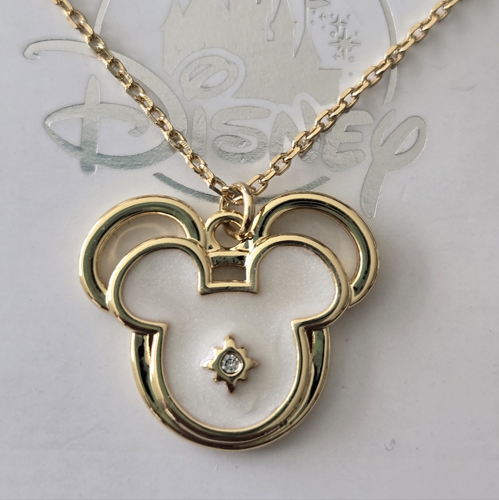 Mickey Mouse Compass Star Necklace with White Enamel